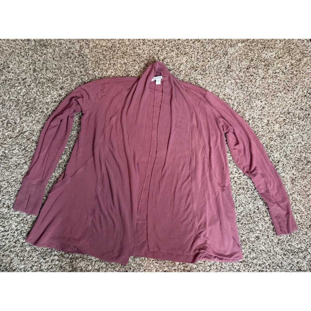 Athleta Womens Cardigan Sweater Drape Front Long Sleeve Dusty Rose M